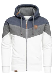 Sweatjacke Kapuzenpullover Herren Pullover Hoodie Zipper Jacke 4069 Blau/Anthrazit/Weiß M