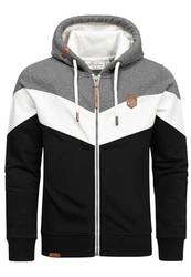 Amaci&Sons Sweatjacke Kapuzenpullover Hoodie Zipper Jacke 4069 Anthrazit/Weiß/Schwarz (4069)