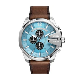 Watch für Herren Mega Chief Quarz/Chrono Uhrwerk 51 mm Gehäusegröße mit einem Lederarmband DZ4657
