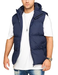 . Herren warme Weste mit Kapuze Steppweste Puffer-Weste J17-Navy-M