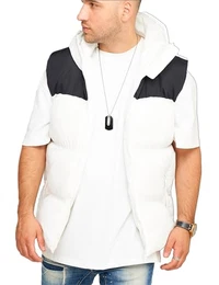 . Herren warme Weste mit Kapuze Steppweste Puffer-Weste J17-Panel-Weiß-M