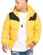 behype. Herren warme Winterjacke mit Kapuze Steppjacke Puffer-Jacke J14-Panel-Gelb-M