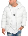 behype. Herren Winterjacke mit Kapuze J14-Panel Weiß