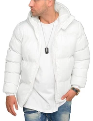 behype. Herren Winterjacke mit Kapuze J14-Panel Weiß