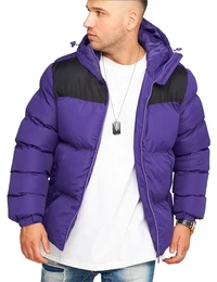 . Herren warme Winterjacke mit Kapuze Steppjacke Puffer-Jacke J14-Panel-Lila-M