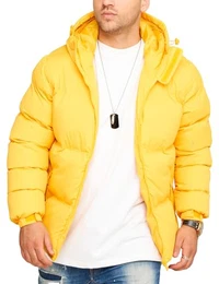 . Herren warme Winterjacke mit Kapuze Steppjacke Puffer-Jacke J14-Gelb-M