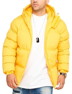 behype. Herren Winterjacke mit Kapuze J14-Panel Gelb (J14)