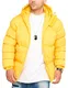 behype. Herren warme Winterjacke mit Kapuze Steppjacke Puffer-Jacke J14-Gelb-M