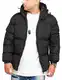 behype. Herren warme Winterjacke mit Kapuze Steppjacke Puffer-Jacke J14-Schwarz-M