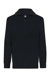HANSEHELD Troyer Baumwolle Schwarz GOTS Herren Troyer-Pullover Bio M Pullover Gerippt Baumwolltroyer Bio Zertifiziert Nachhaltig Strickpullover