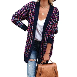 Strickmantel Damen Geometrische Longsleeve Strickjacke Gemustert Festival Fashion Warme Loose
