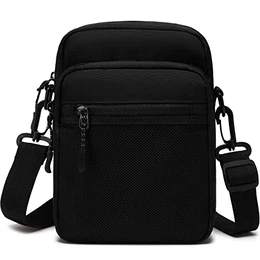 Klein Umhängetasche für Herren & Damen, Schultertasche Messenger Bag Sling Tasche Crossbody Tasche für Arbeit Reise Alltagsleben (Schwarz
