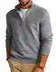 Troyer Herren Strickpullover mit Reissverschluss Winter Pullover V Ausschnitt Grau M