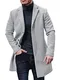 ORANDESIGNE Wollmantel Herren Lang Winter Wintermantel Mantel Slim Fit Elegant Business Trenchcoat Jacke Reverskragen Business Parka Pelzkrage Mantel mit Taschen Wolljacke B Grau M