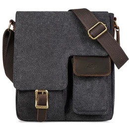 Umhängetasche Herren, Wasserabweisend Vintage Segeltuch Herrentasche Schultertasche Klassische Kuriertasche Damen Crossbody für Arbeit Schule Reisen Dunkelgrau