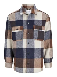 Jack & Jones Langarmhemd JJEBradley Ollie (1-tlg) beige/navy/braun/hellbraun