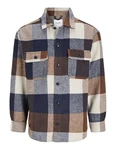 Jack & Jones Langarmshirt Hemd navy / cognac / naturwei Jack & Jones Langarmshirt Hemd navy / cognac / naturwei