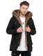 Soulstar Herren langer Parka warme Winterjacke mit Kapuze & Kunstfell Biker-Jacke Mantel SOUL_7250-Schwarz-XXL