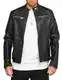 behype. Herren Kunstlederjacke Leichte Übergangsjacke Biker-Jacke Freizeitjacke Jacket Schwarz Black BH_MT-77-Schwarz-M
