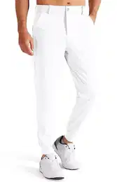 Herren Golfhose Stretch Slim Fit Golf Jogginghose Anzughose Sporthose Lang Jogger Pants Chino Stoffhose mit Taschen, Weiß M