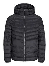 JACK&JONES Herren JJESPRINT Puffer Hood NOOS Pufferjacke, Black/Detail:SOLID, M