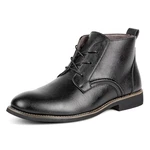 CALEBGAR Stiefel Herren Stiefeletten Leder Boots Schnürstiefeletten Klassische Ungefüttert Männer Chukka Boot Rutschfeste Schwarz
