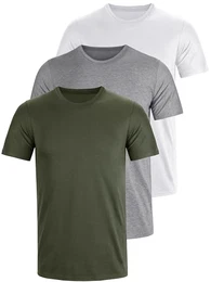 Tshirt Rundhals Baumwolle 3er Pack Basic Fit arbeitsshirts 3XL 4XL S M L XXL Einfarbig T Shirt Für Herren Arbeit Regular Sommer Männer Kurzarm O-Neck Set Grün Weiß Grau (M)