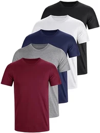 Tshirt Rundhals Baumwolle 5er Pack Basic Fit arbeitsshirts 3XL 4XL S M L XXL Einfarbig T Shirt Für Herren Arbeit Regular Sommer Männer Kurzarm O-Neck Set Rot Blau Schwarz Weiß Grau (M)