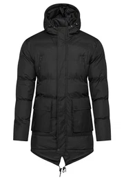Herren warmer Parka Winterjacke Steppjacke mit Kapuze Parka Winter-Mantel Jacket Puffer-Jacke S2_DUNSTER-Black-XL