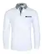 KUNJLELP Herren Poloshirt Basic Langarm aus Reiner Baumwolle Casual Polohemd Slim Fit Kontrastfarbe Golf T-Shirt,Weiß 02,M