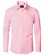 J.VER Langarmhemd Herren Rosa Modern Fit Freizeithemd Businesshemd Unifarben Elastisches Business Shirt mit Tasche M