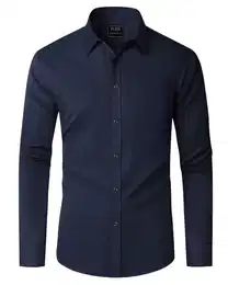 J.VER Hemd Herren Langarm Navyblau Oberhemden Regular Fit Freizeithemden Bügelleichtes Elastisches Business Shirt M