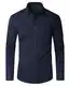 J.VER Hemd Herren Langarm Navyblau Oberhemden Regular Fit Freizeithemden Bügelleichtes Elastisches Business Shirt M
