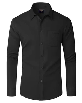 J.VER Langarmhemd Herren Regular Fit  Schwarz