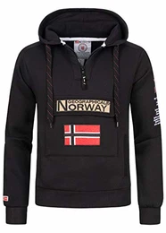 GYMCLASS Men - Herren Kängurutasche Hoodie Sweatshirt mit Markenlogo und Langarm, Schwarz , M