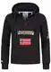Geographical Norway GYMCLASS Men - Herren Kängurutasche Hoodie Sweatshirt mit Markenlogo und Langarm, Schwarz , M