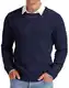 NITAGUT Herren Pullover Winter Basic Langarm Strickpullover Warm Casual Einfarbig Rundhals Sweatshirt,Blau,XL