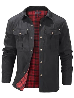 Mr.Stream Herren Jacke Hemdjacke Übergangsjacke Stehkragen Feldjacke Cargo Herbstjacke Snap Western Cowboy Jacken (3268)