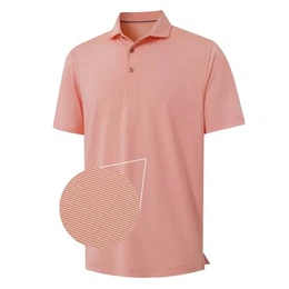 Golf-Shirts für Herren, kurzärmelig, leicht, schnell trocknend, Nadelstreifen, lässiger Kragen, Orange gestreift, Mittel
