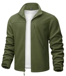 TACVASEN Herren Sport Fleecejacke Outdoor Übergangsjacke Armeegrün