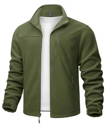 TACVASEN Herren Sport Fleecejacke Outdoor Übergangsjacke Armeegrün