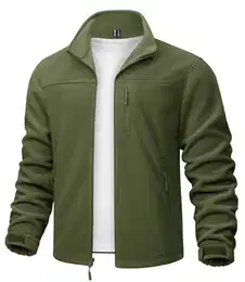 Herren Winter Sportjacke Fleece Sweat Jacke Hoodie Warme Übergangsjacke (M, Armeegrün)