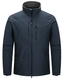 Herren Softshelljacke Wasserabweisende Übergangsjacke Warmes Fleece Gefüttert Outdoorjacke Funktionsjacke Leichte Wanderjacke mit Stehkragen Dunkelblau Heidekraut L