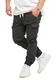 Soulstar Herren Cargo Jogger Jeans-Hose mit Gummibund Stretch Jeans Männer Freizeithose S2_3888-Dunkelgrau-W34