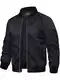 TACVASEN Übergangsjacke Herren mit Stehkragen Bomberjacke College Jacke Leichte Freizeitjacke Sweatjacke Ohne Kapuze Outdoor,Black,M