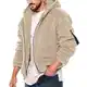 EWFAS Herren Teddy Fleece Plüschjacke mit Kapuze Casuale Zip Hoodie Cardigan Kapuzenjacke mit Kangrootaschen Herren Teddy-Fell Fleecejacke Fleece Pullover Sweatjacke Teddy Fleece Plüschjacke