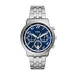 Fossil Neutra Uhr für Herren Chronographenwerk mit Edelstahl- oder Lederarmband Silber/Blau
