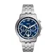 Fossil Neutra uhr für Herren, Chronographenwerk mit Edelstahl- oder Lederarmband, Silberton und Blau, 44MM