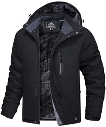 Winterjacken Herren Warm Softshelljacke Winddicht Wasserdicht Skijacke Herren Fleece Gefüttert Winterparka mit Multi Taschen Atmungsaktiv Snowboardjacke Schwarz M
