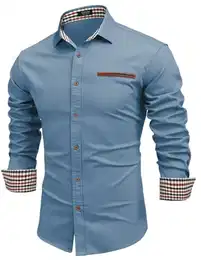 Hemd Herren Jeanshemd Langarm Slim Fit Denim Hemd Freizeithemd Rockabilly Herren Langarmshirt Trachtenhemd C-Dunkelblau M